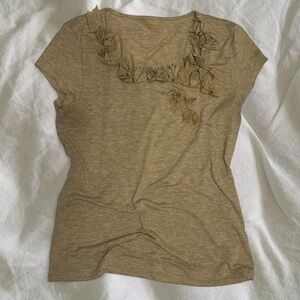 VTG Y2K Gold Metallic Rosette Top - Shimmering Party Blouse